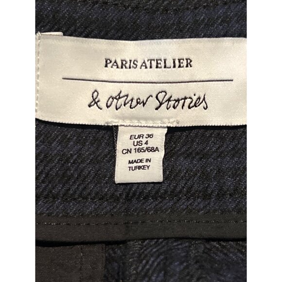 & Other Stories Paris Atelier Houndstooth Trousers US 4 Blue - Picture 4 of 10